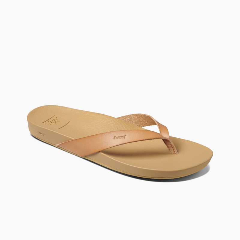 Beige Women's Reef Cushion Court Flip Flops | QGqtMWb0aB0
