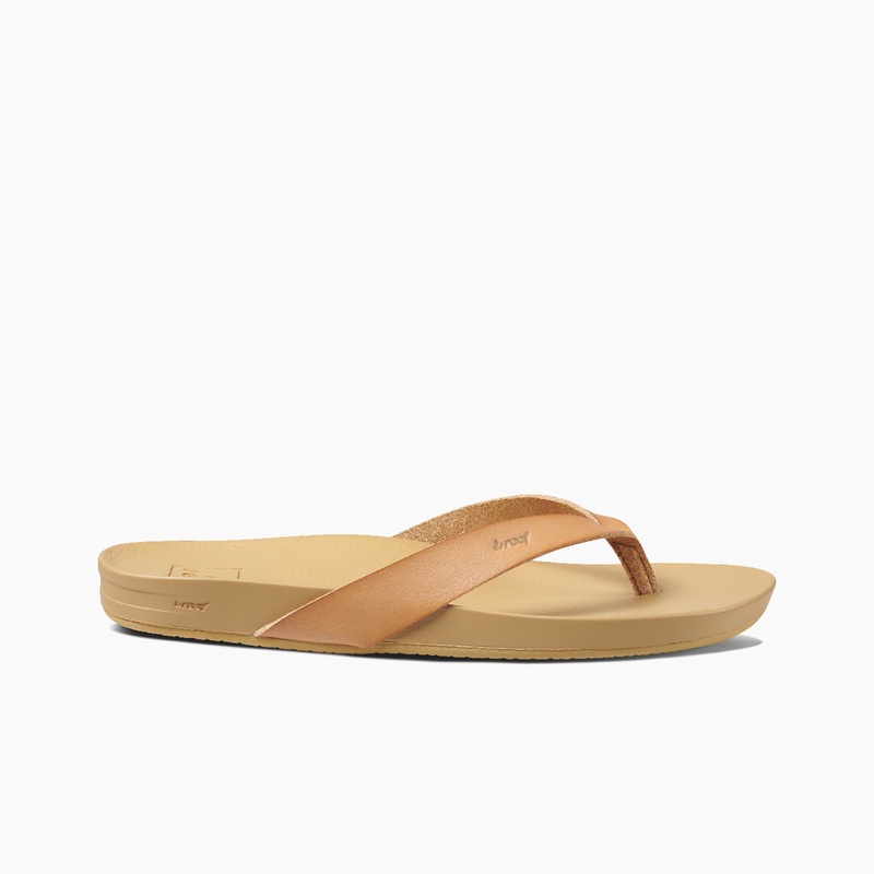 Beige Women's Reef Cushion Court Flip Flops | QGqtMWb0aB0