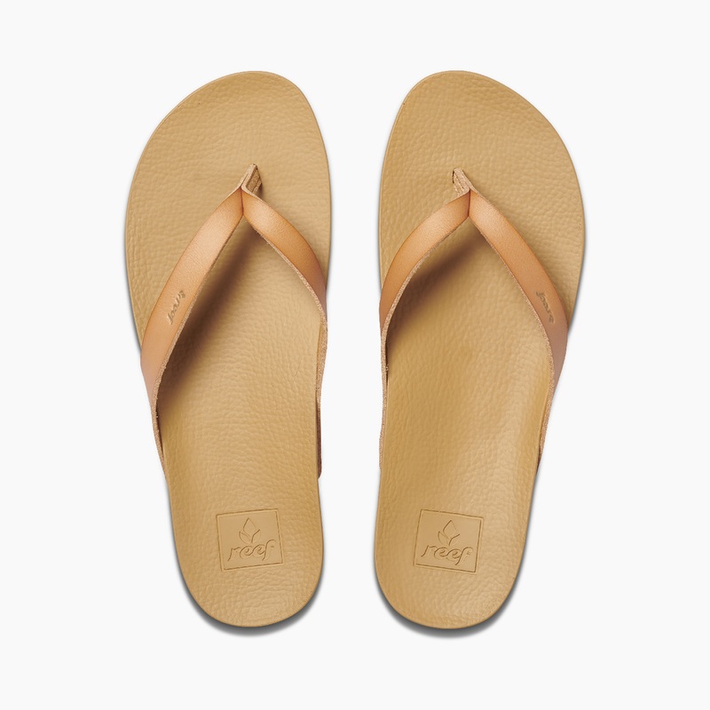 Beige Women\'s Reef Cushion Court Flip Flops | QGqtMWb0aB0