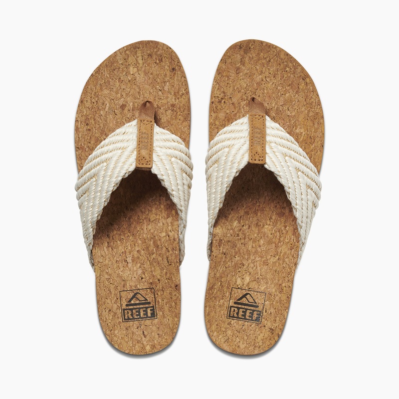 Beige Women\'s Reef Cushion Strand Flip Flops | t5cYHVBVYk9