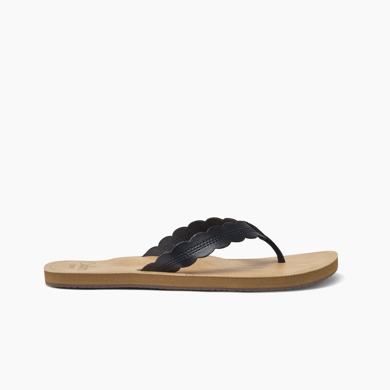 Black / Brown Women's Reef Cushion Celine Flip Flops | OYbYf3z42Sq
