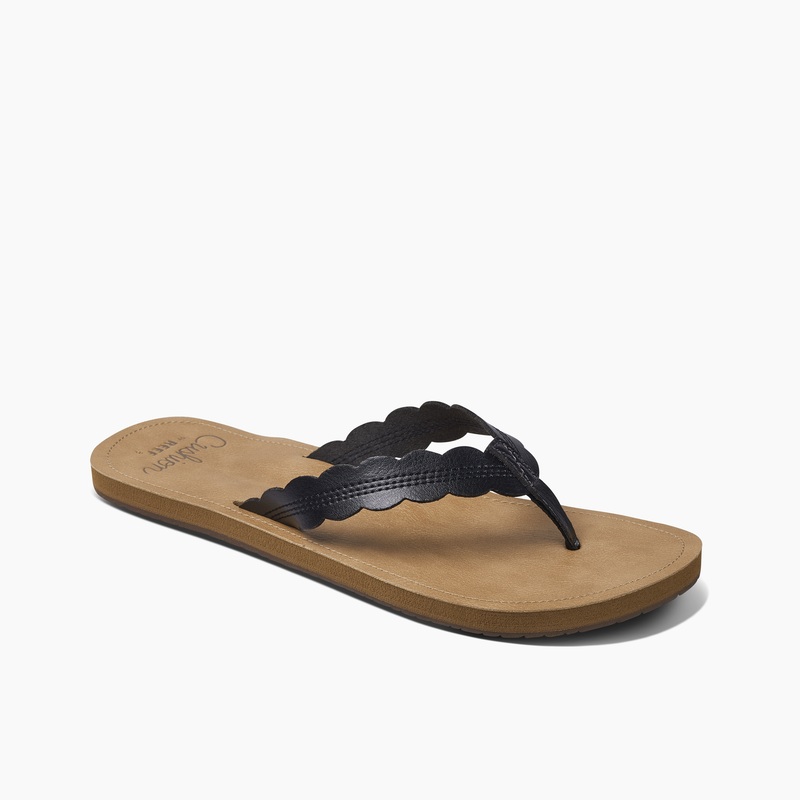 Black / Brown Women's Reef Cushion Celine Flip Flops | OYbYf3z42Sq