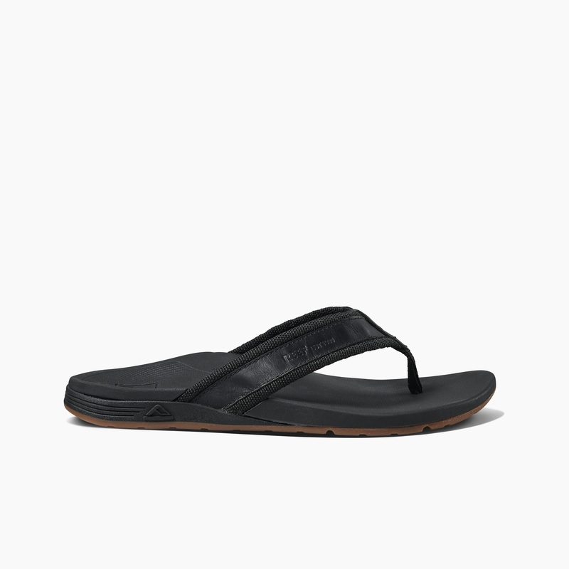Black Men's Reef Ortho-spring Woven Flip Flops | 643zBnM6hfy