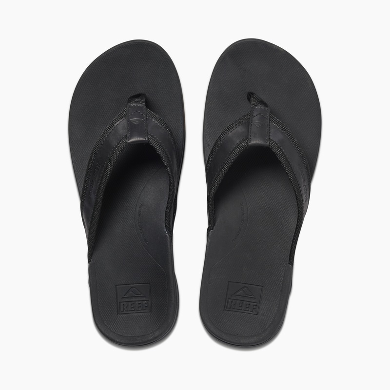 Black Men\'s Reef Ortho-spring Woven Flip Flops | 643zBnM6hfy