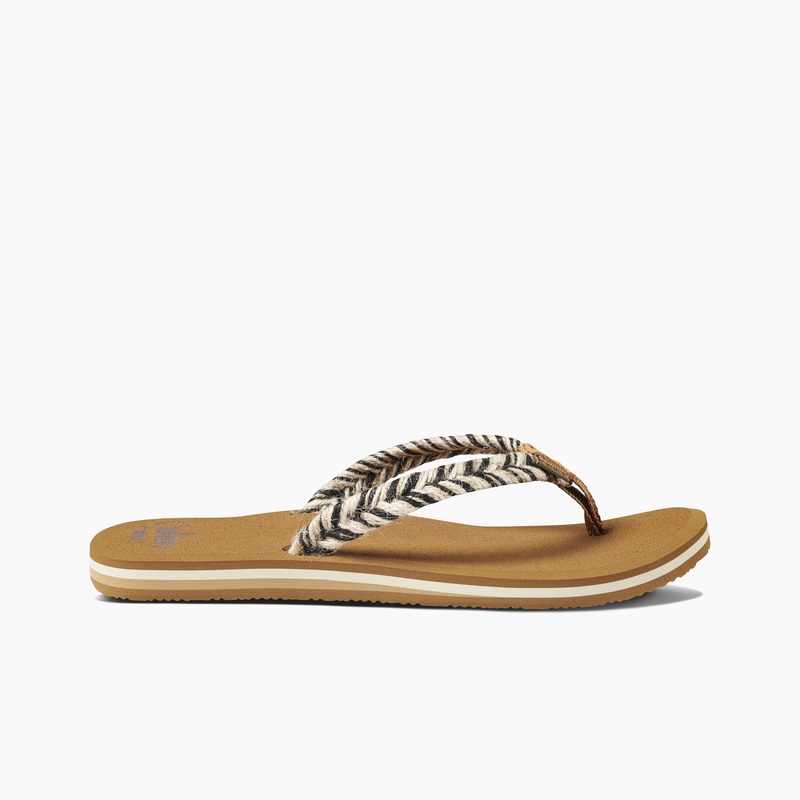 Black / Multicolor Women's Reef Cushion Break Flip Flops | Tf3w1lzQOMs