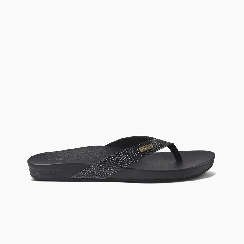 Black Women's Reef Cushion Court Flip Flops | hiTaZCPrX3A