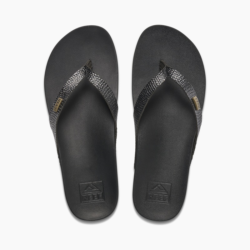 Black Women\'s Reef Cushion Court Flip Flops | hiTaZCPrX3A