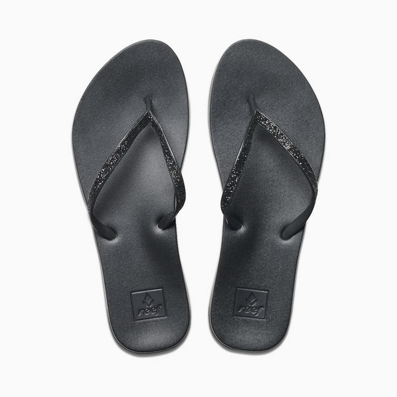 Black Women\'s Reef Cushion Stargazer Flip Flops | rINVjNHZVrP