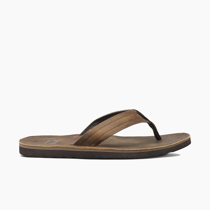Dark Brown Men's Reef Voyage Le Swellular Flip Flops | 2axCqrYLq35