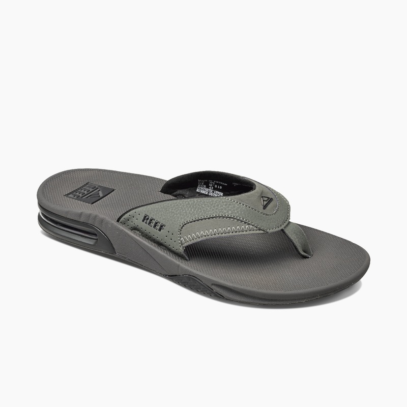 Grey / Black Men's Reef Fanning Flip Flops | WXWnbTlgJGp