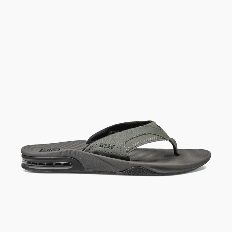 Grey / Black Men's Reef Fanning Flip Flops | WXWnbTlgJGp