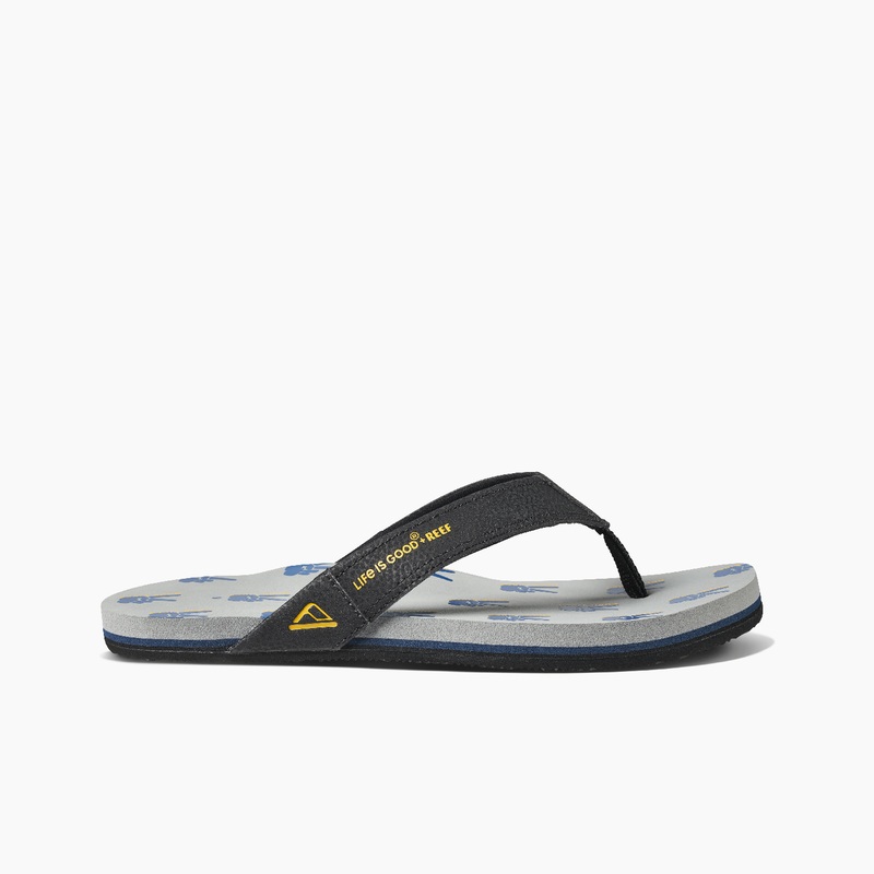 Grey Men's Reef Newport X Life Is Good Flip Flops | kvr5JelED3L