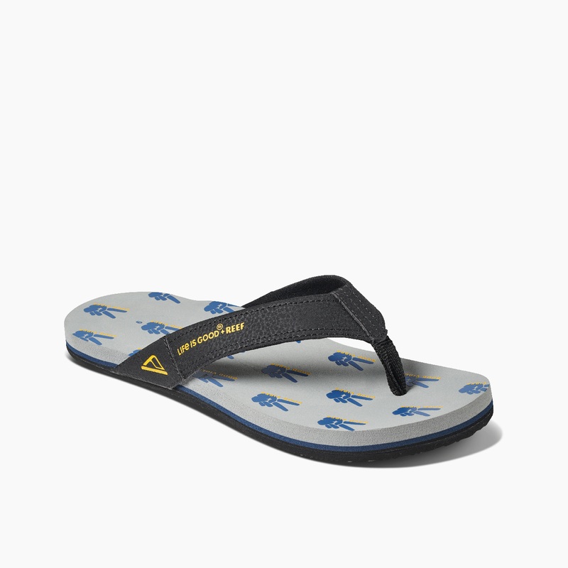 Grey Men's Reef Newport X Life Is Good Flip Flops | kvr5JelED3L