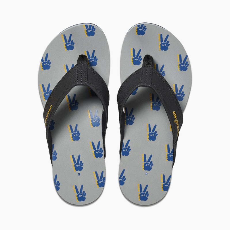 Grey Men\'s Reef Newport X Life Is Good Flip Flops | kvr5JelED3L
