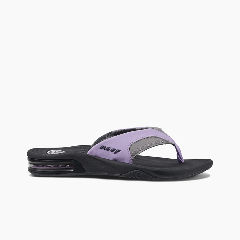 Grey / Purple Women's Reef Fanning Flip Flops | 4AWxrsROTch