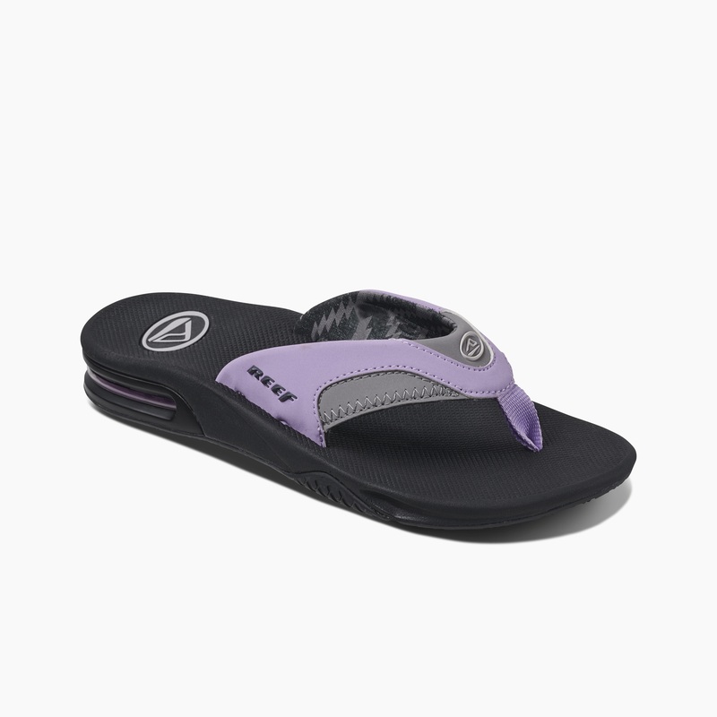 Grey / Purple Women's Reef Fanning Flip Flops | 4AWxrsROTch