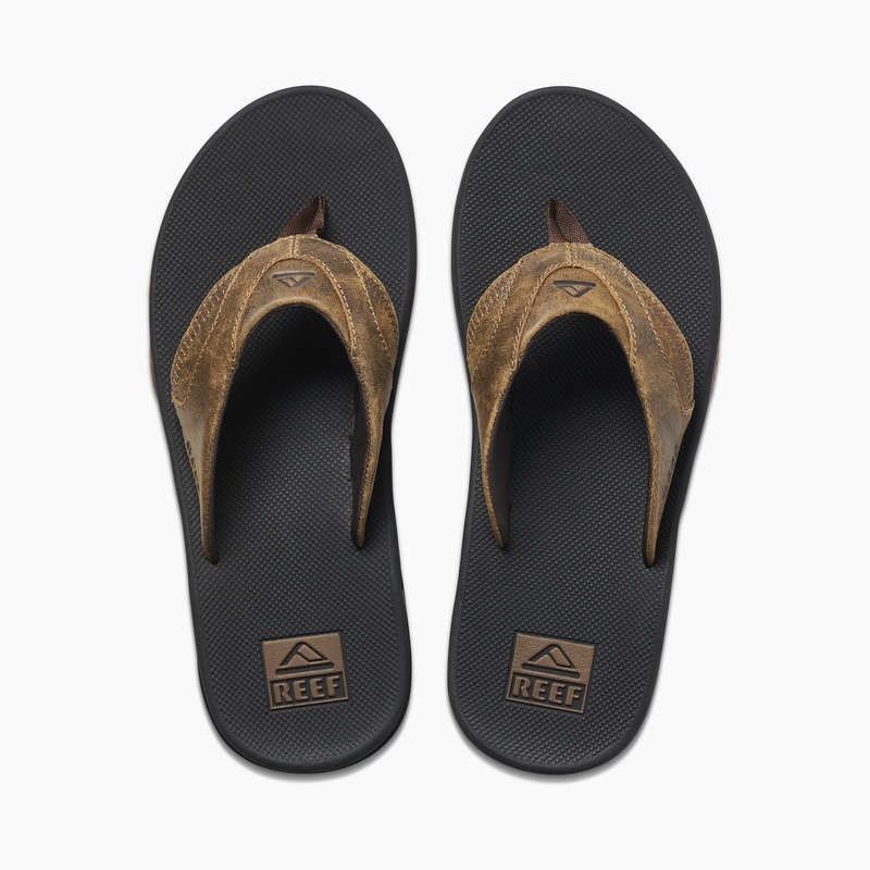 Multicolor Men's Reef Leather Fanning Flip Flops | OBwsLPBMk3I