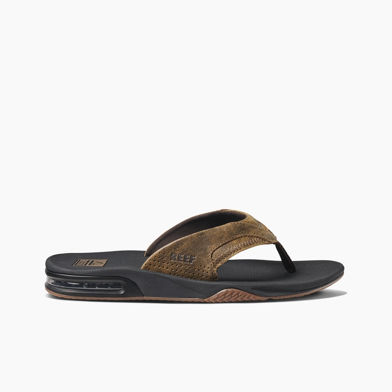 Multicolor Men's Reef Leather Fanning Flip Flops | OBwsLPBMk3I