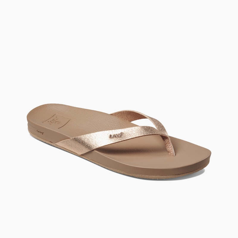 Rose Gold Women's Reef Cushion Court Flip Flops | 7HuEUIJFrbm