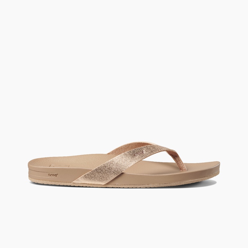 Rose Gold Women's Reef Cushion Court Flip Flops | 7HuEUIJFrbm