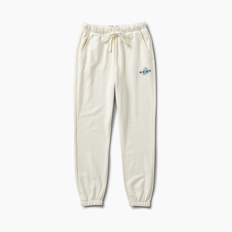 White Women\'s Reef Fronds French Terry Jogger Pants | C7IQsVjzyhi