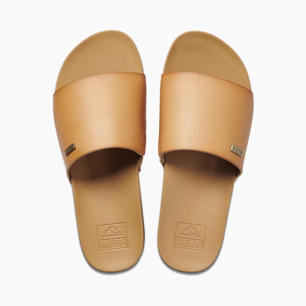 Beige Women's Reef Cushion Scout Slides | M61AvOBE2jI