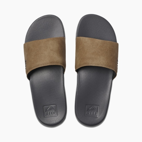 Grey / Brown Men's Reef Reef One Slides | 8j8WTWeGoTo